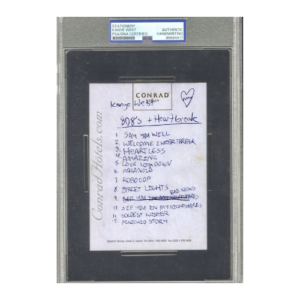 Kanye West Handwritten "808s & Heartbreak" Tracklist Signed – PSA/DNA Authenticated