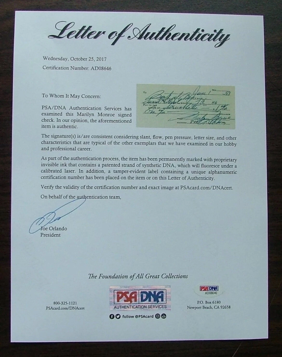 The Rarest Marilyn Monroe Signature Ever – Signed on Her Birthday PSA/DNA Authenticated - Image 7