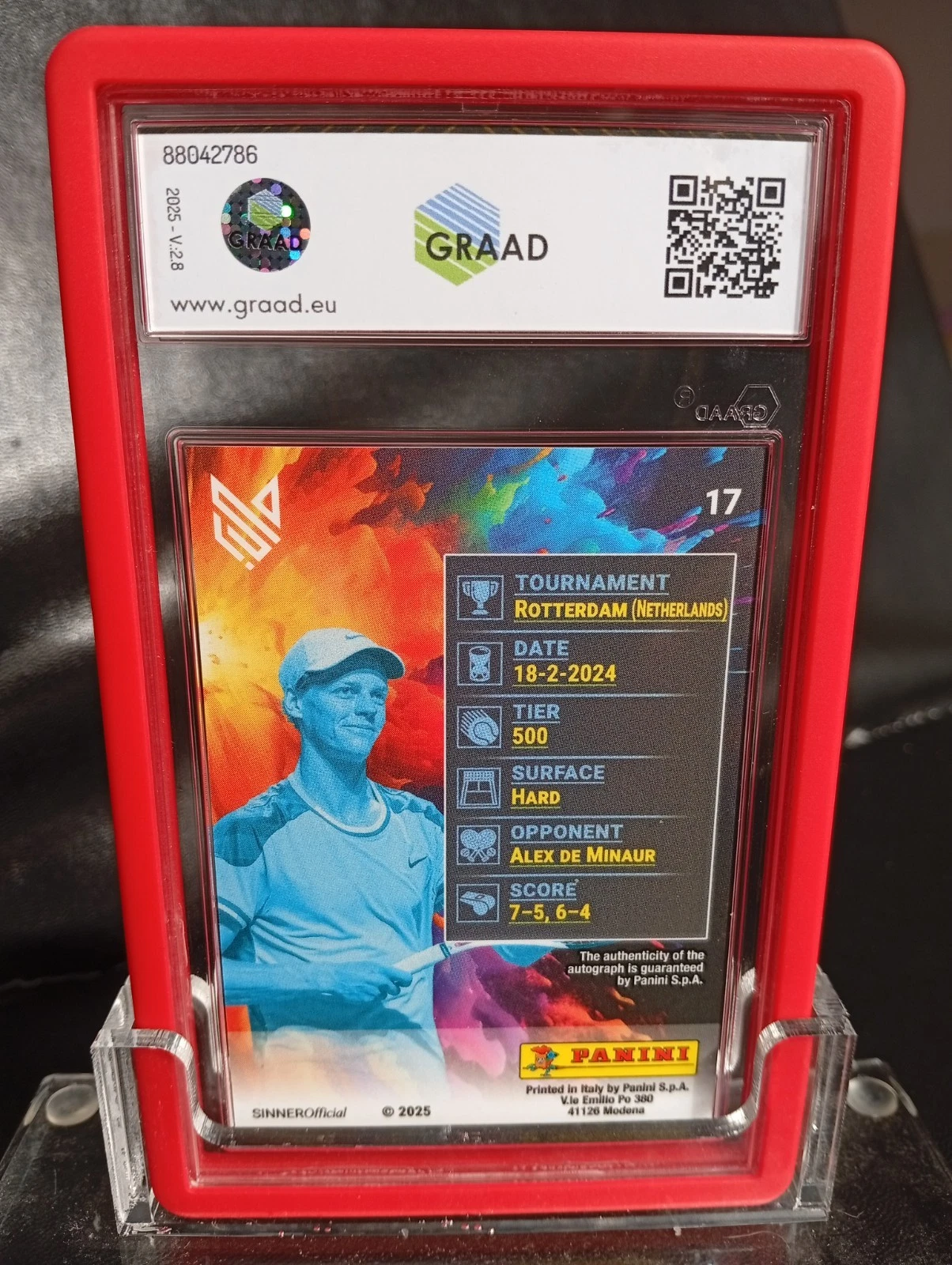 2025 Panini Jannik Sinner Official 1/1 Autograph Card – GRAAD 9.5 One of One - Image 9